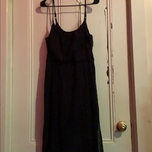 Navy blue lace maxi dress